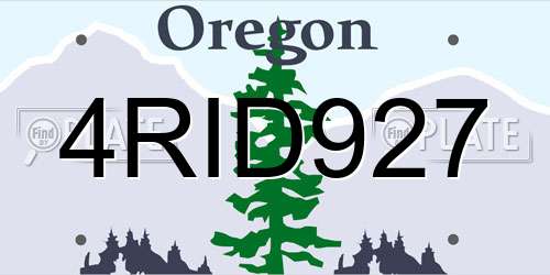 4RID927 Oregon License Plate