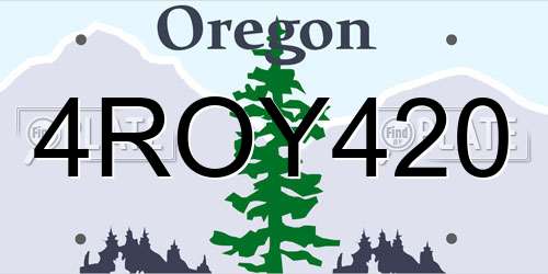 4ROY420 Oregon License Plate