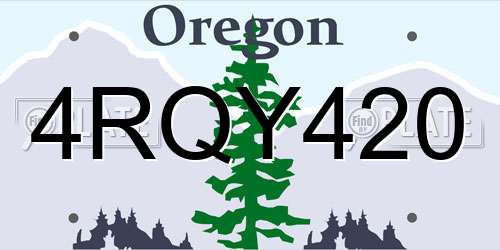 4RQY420 Oregon License Plate