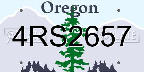 4RS2657 Oregon License Plate