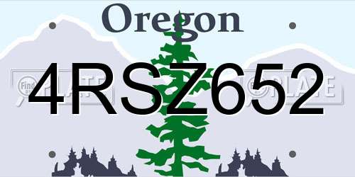 4RSZ652 Oregon License Plate