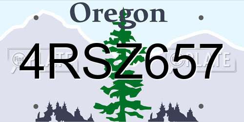 4RSZ657 Oregon License Plate