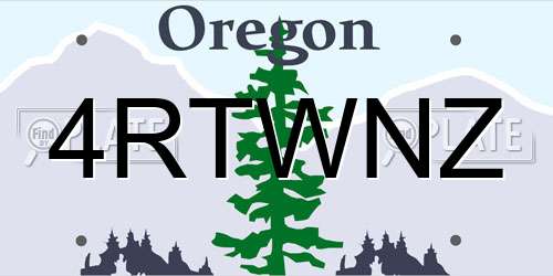 4RTWNZ Oregon License Plate