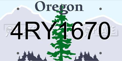 4RY1670 Oregon License Plate