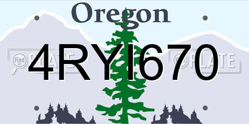 4RYI670 Oregon License Plate