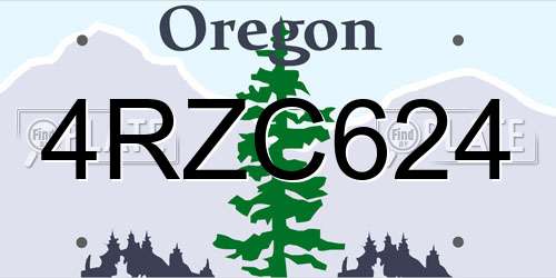 4RZC624 Oregon License Plate