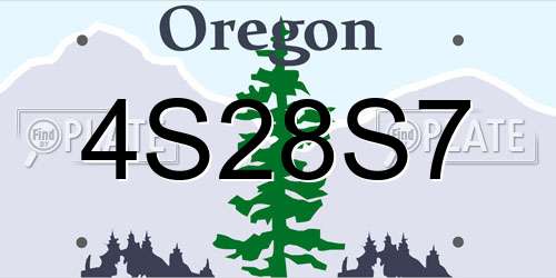 4S28S7 Oregon License Plate