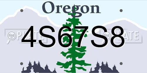 4S67S8 Oregon License Plate