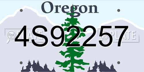 4S92257 Oregon License Plate
