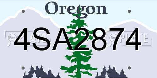4SA2874 Oregon License Plate
