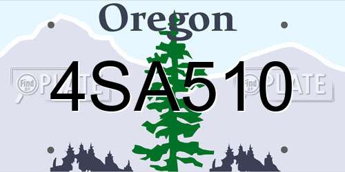 4SA510 Oregon License Plate