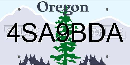 4SA9BDA Oregon License Plate