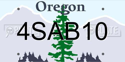 4SAB10 Oregon License Plate