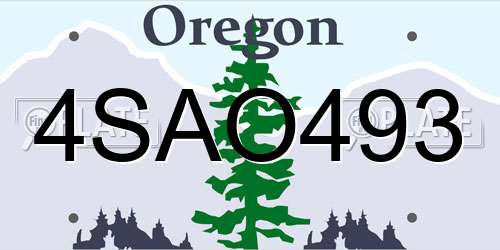 4SAO493 Oregon License Plate
