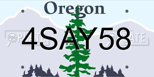 4SAY58 Oregon License Plate