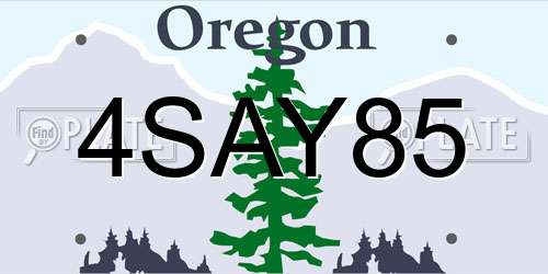4SAY85 Oregon License Plate