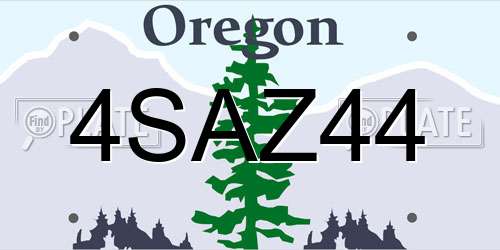 4SAZ44 Oregon License Plate