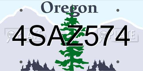 4SAZ574 Oregon License Plate