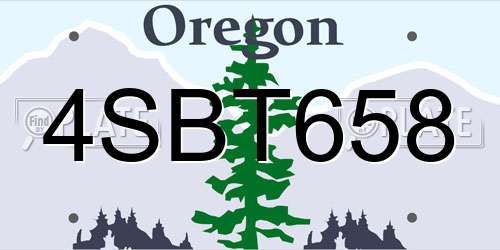 4SBT658 Oregon License Plate