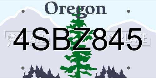 4SBZ845 Oregon License Plate