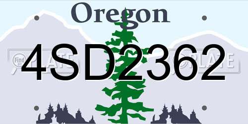 4SD2362 Oregon License Plate