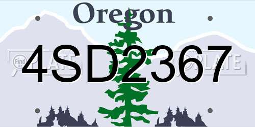 4SD2367 Oregon License Plate