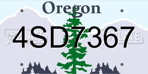 4SD7367 Oregon License Plate