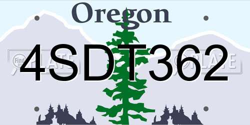 4SDT362 Oregon License Plate