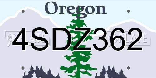 4SDZ362 Oregon License Plate