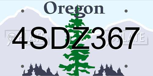 4SDZ367 Oregon License Plate
