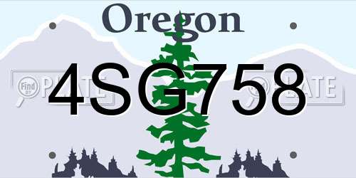 4SG758 Oregon License Plate