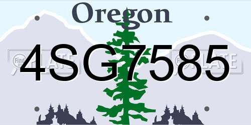 4SG7585 Oregon License Plate
