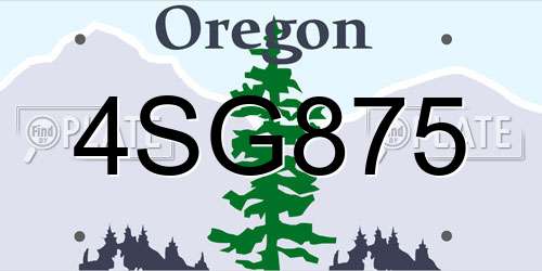 4SG875 Oregon License Plate