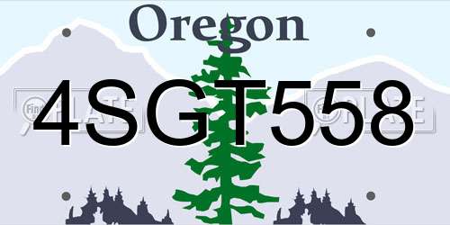 4SGT558 Oregon License Plate