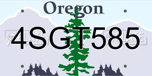 4SGT585 Oregon License Plate