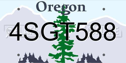 4SGT588 Oregon License Plate