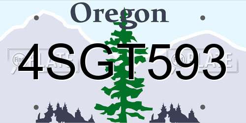 4SGT593 Oregon License Plate