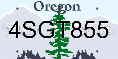 4SGT855 Oregon License Plate