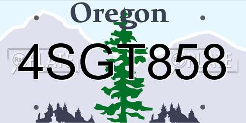 4SGT858 Oregon License Plate