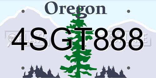 4SGT888 Oregon License Plate