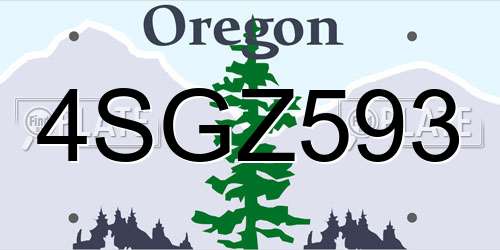 4SGZ593 Oregon License Plate