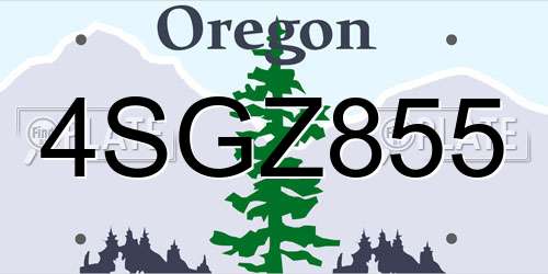 4SGZ855 Oregon License Plate