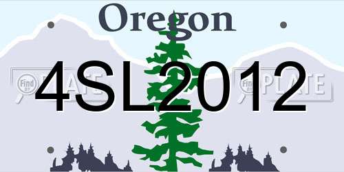 4SL2012 Oregon License Plate