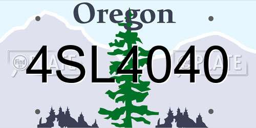 4SL4040 Oregon License Plate