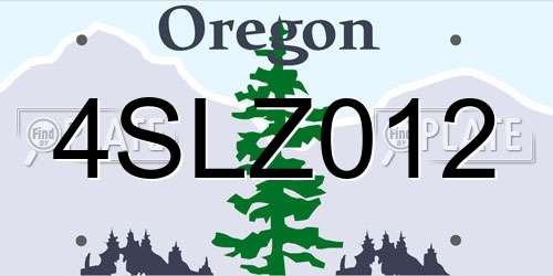 4SLZ012 Oregon License Plate