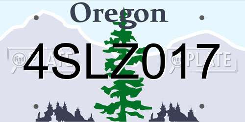 4SLZ017 Oregon License Plate