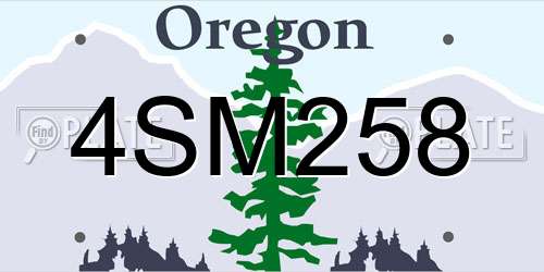4SM258 Oregon License Plate