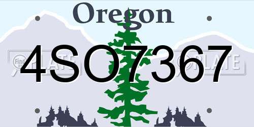 4SO7367 Oregon License Plate