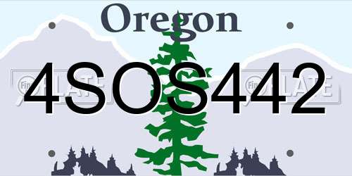 4SOS442 Oregon License Plate