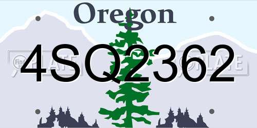 4SQ2362 Oregon License Plate